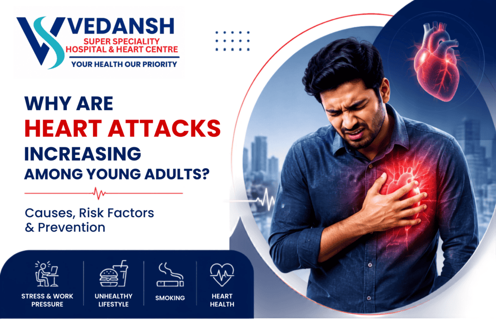 Why Are Heart Attacks Increasing Among Young Adults | Vedansh Super Speciality Hospital Dadri